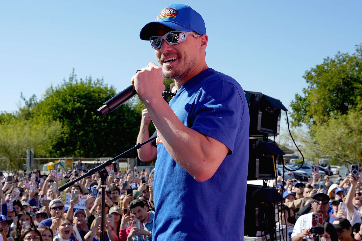 LA Dodgers star Kike HernÃ¡ndez works a celebratory World Series "Shift" at Raising Cane's in 