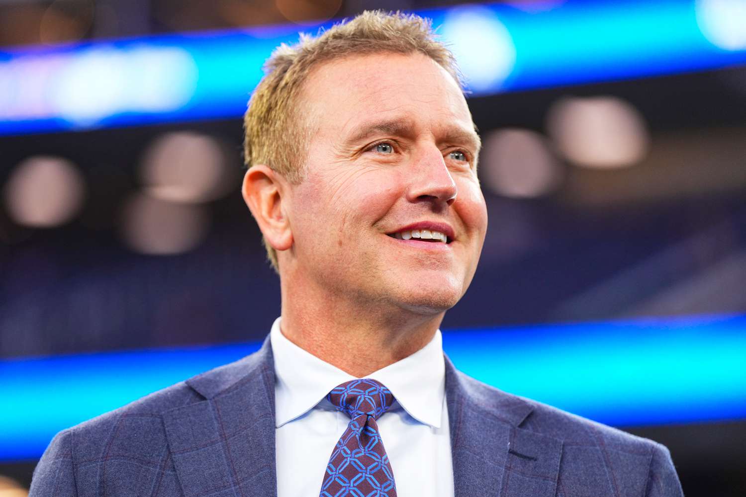 Kirk Herbstreit looks on from the field prior to an NFL football game between the New Orleans Saints and the Los Angeles Rams at SoFi Stadium on December 21, 2023 in Inglewood, California.