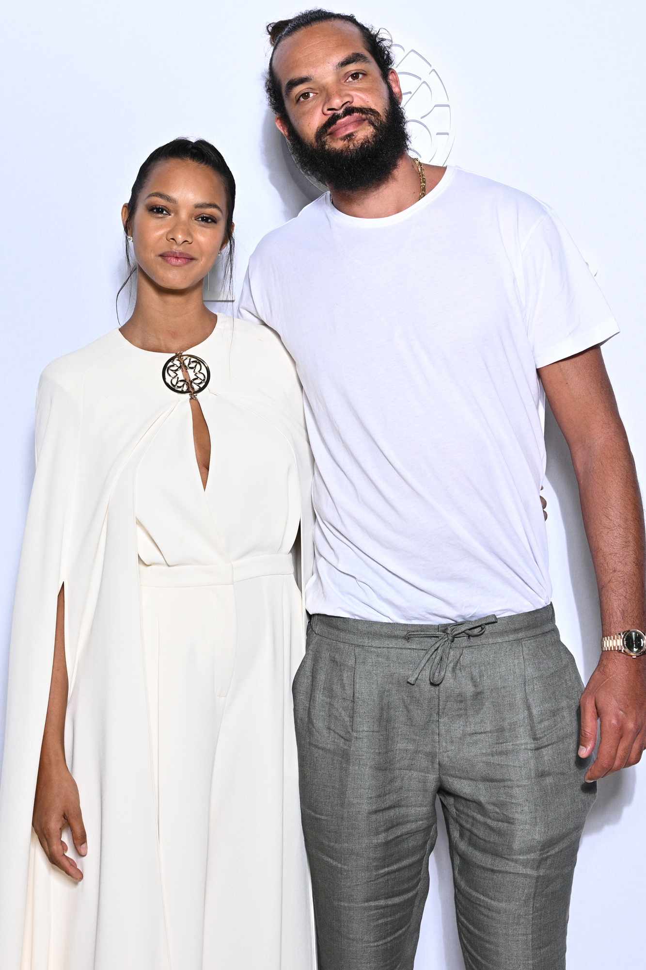 Lais Ribeiro and Joakim Noah attend the Elie Saab Womenswear Fall/Winter 2022/2023 show as part of Paris Fashion Week on March 05, 2022 in Paris, France. 