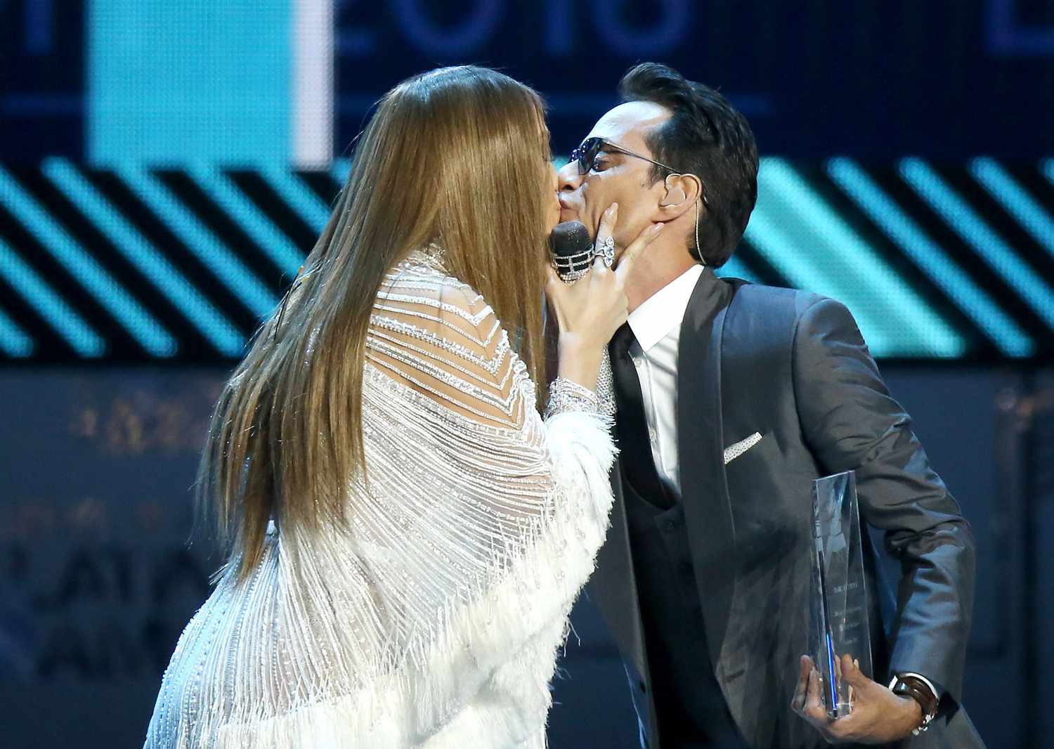 Jennifer Lopez (L) and Marc Anthony perform onstage during the 17th Annual Latin Grammy Awards held at T-Mobile Arena on November 17, 2016 in Las Vegas, Nevada.