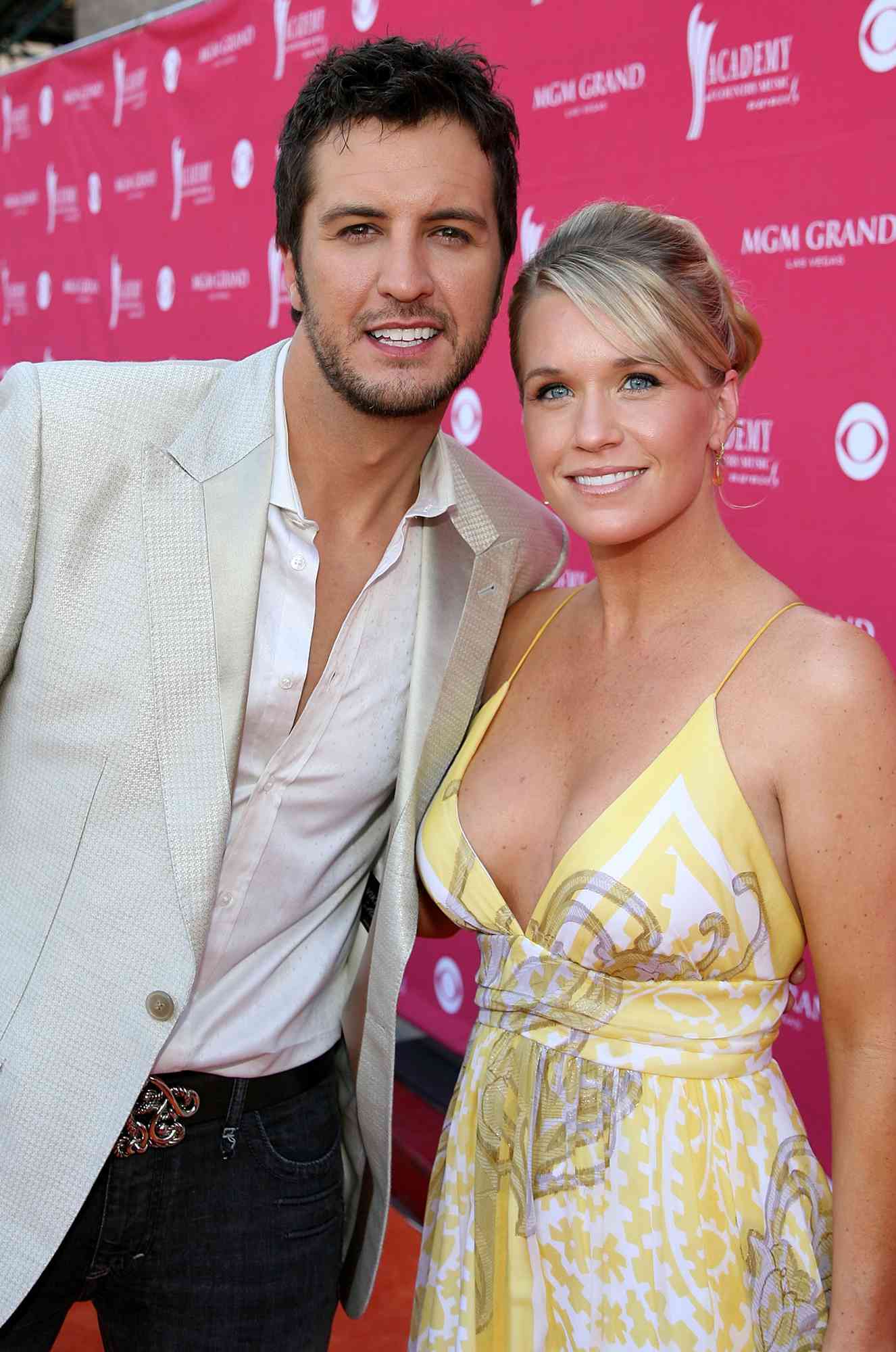 Luke Bryan (L) and wife Caroline Bryan arrive at the 43rd annual Academy Of Country Music Awards held at the MGM Grand Garden Arena on May 18, 2008 in Las Vegas, Nevada