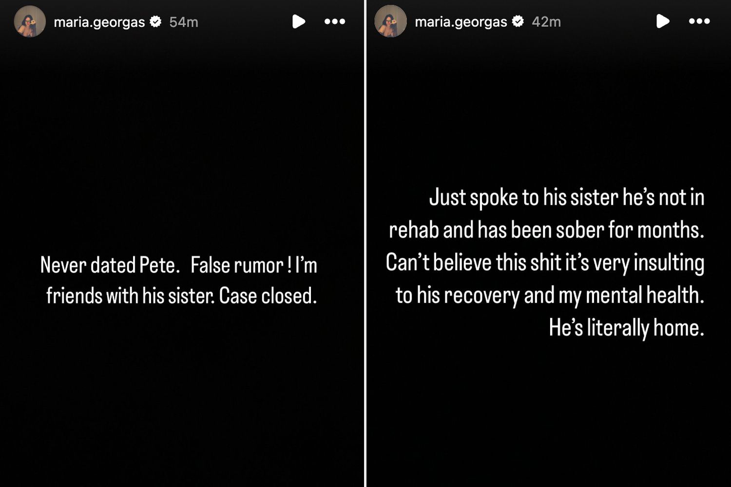 Maria Georgas Confirms She 'Never Dated' Pete Davidson amid Speculation He's Returned to Rehab After Breaking up with Her.