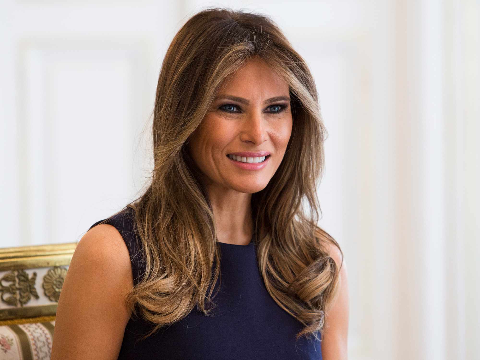 Melania Trump is pictured during a meeting with Polish President's wife Agata Kornhauser-Duda (Unseen) at the Belvedere Palace in Warsaw on July 6, 2017