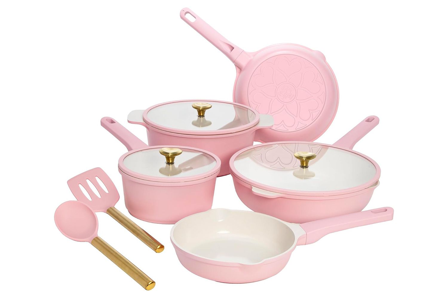 Paris Hilton Ceramic Nonstick Cookware Set, Cast Aluminum with Dual Layer Nonstick Coating