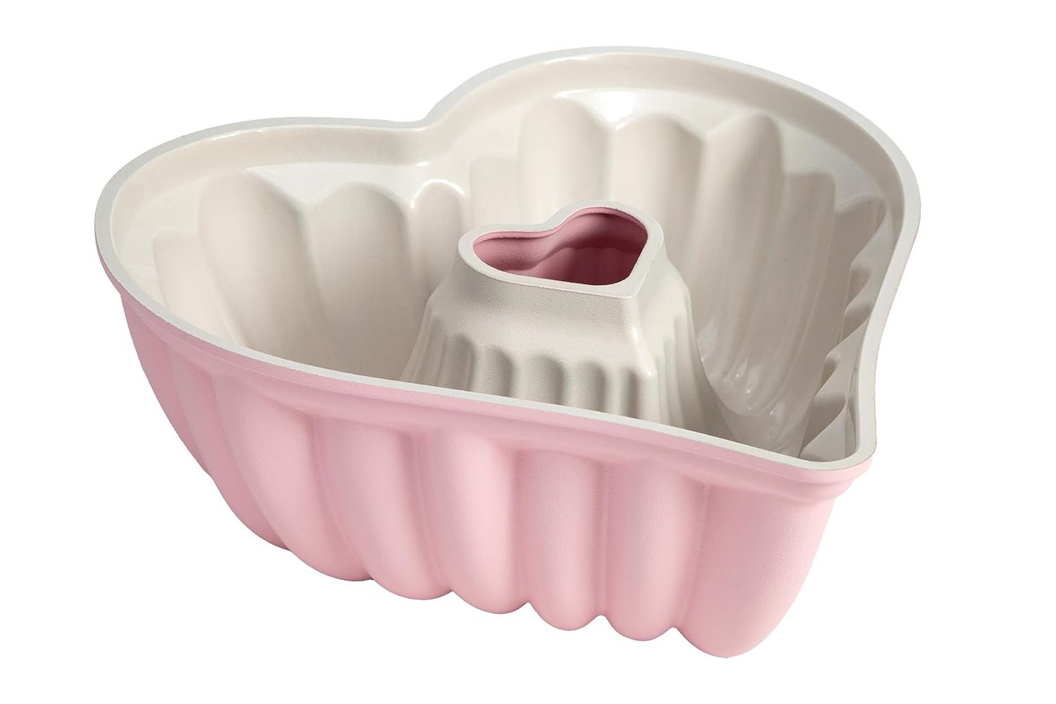 Paris Hilton Heart Shaped Fluted Cake Pan, Cast Aluminum with Clean Ceramic Nonstick Bakeware