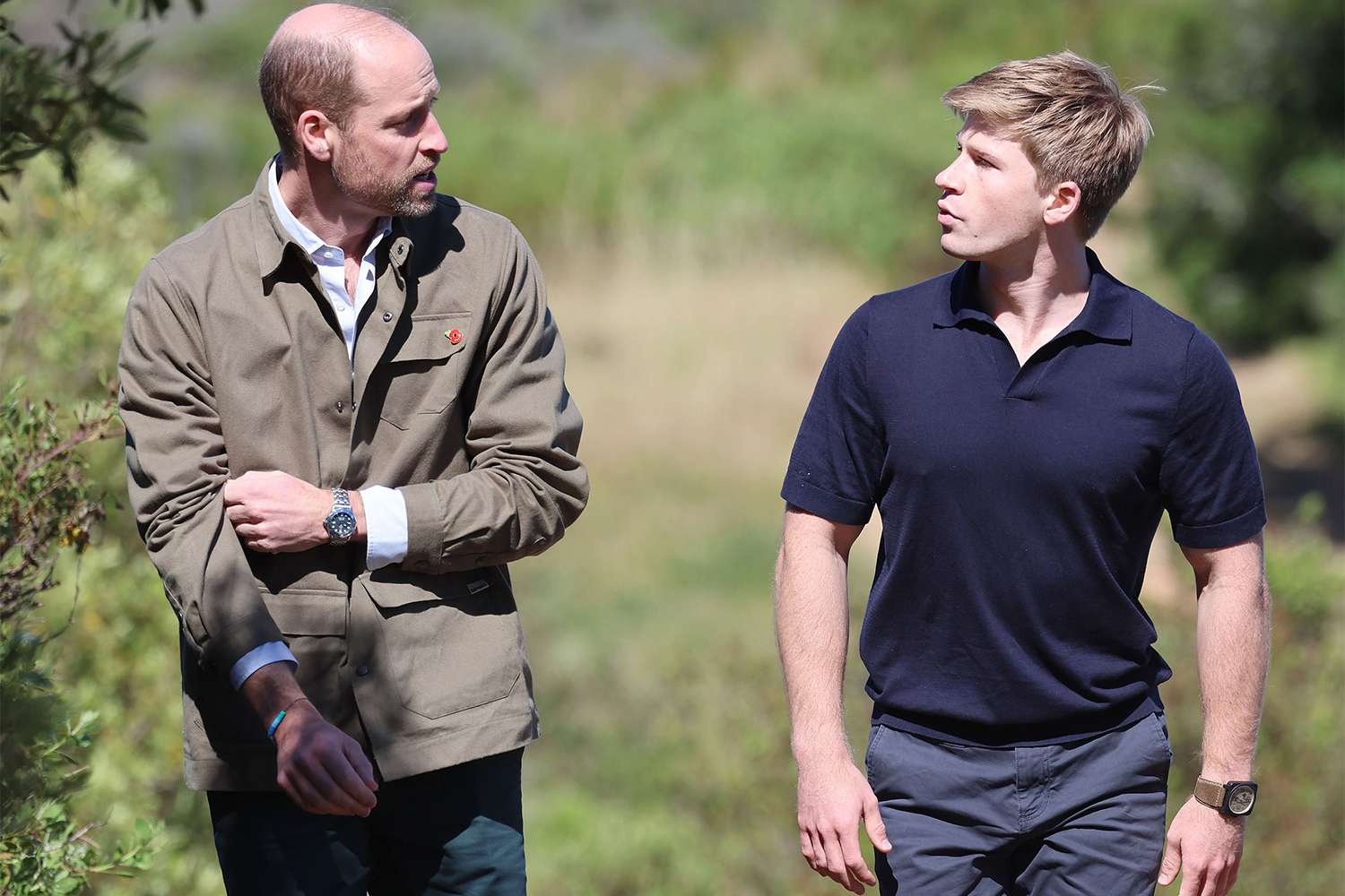 Prince William, Prince of Wales talks to Robert Irwin during his visit at Signal Hill on November 05, 2024 in Cape Town, South Africa