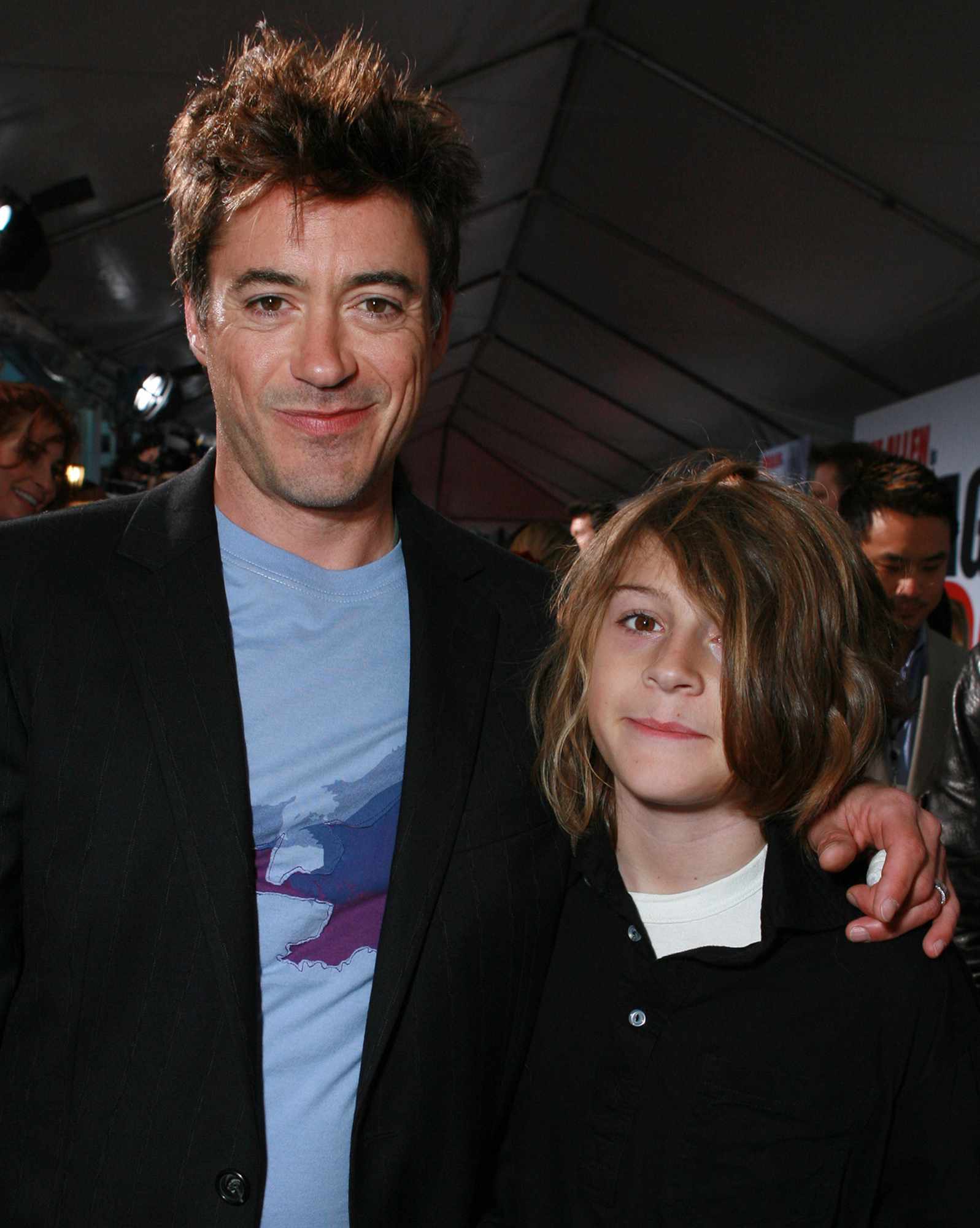 Robert Downey Jr. and son Indio during Los Angeles Premiere of Walt Disney Pictures' "The Shaggy Dog" at El Capitan Theatre in Hollywood, California, United States