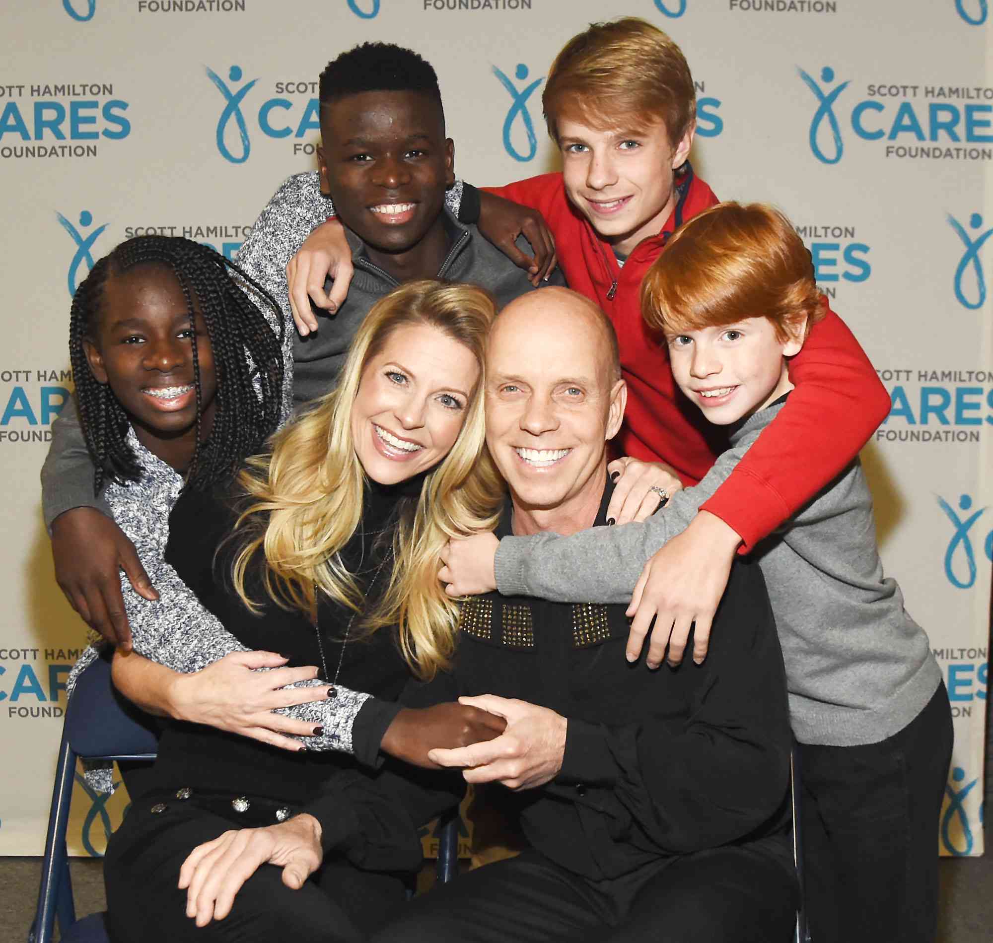 Eveline, Tracie, Jen Paul, Scott, Adien and Max Hamilton take photos before the second annual "An Evening Of Scott Hamilton & Friends" hosted by Scott Hamilton to benefit The Scott Hamilton CARES Foundation on November 19, 2017 in Nashville, Tennessee