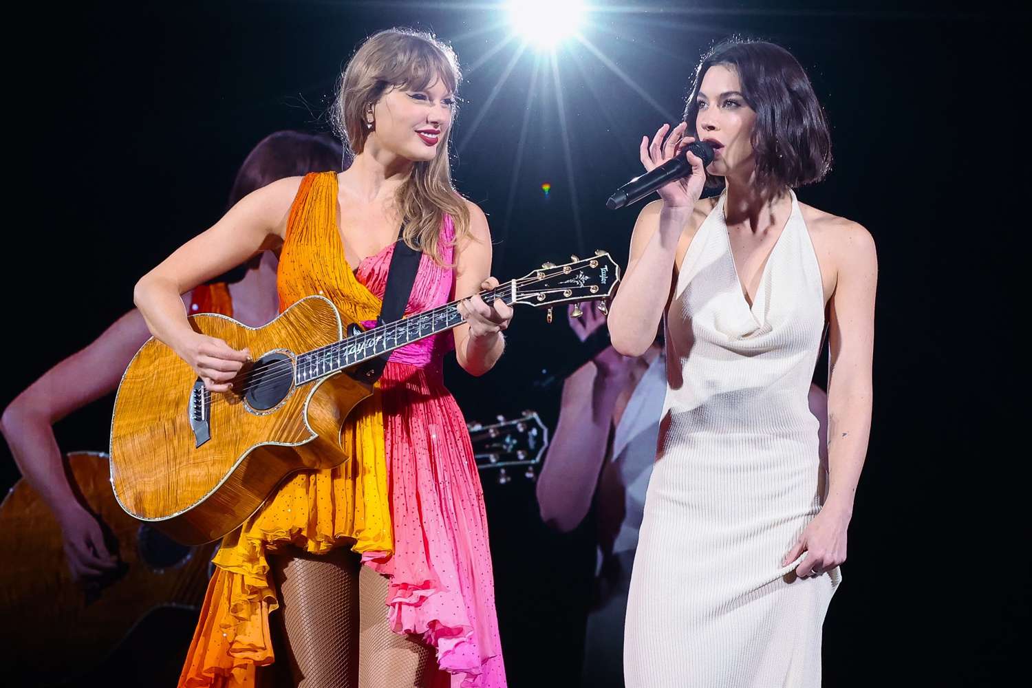 Taylor Swift and Gracie Abrams perform Us on stage during night three of The Eras tour on November 16, 2024 in Toronto, Canada. (