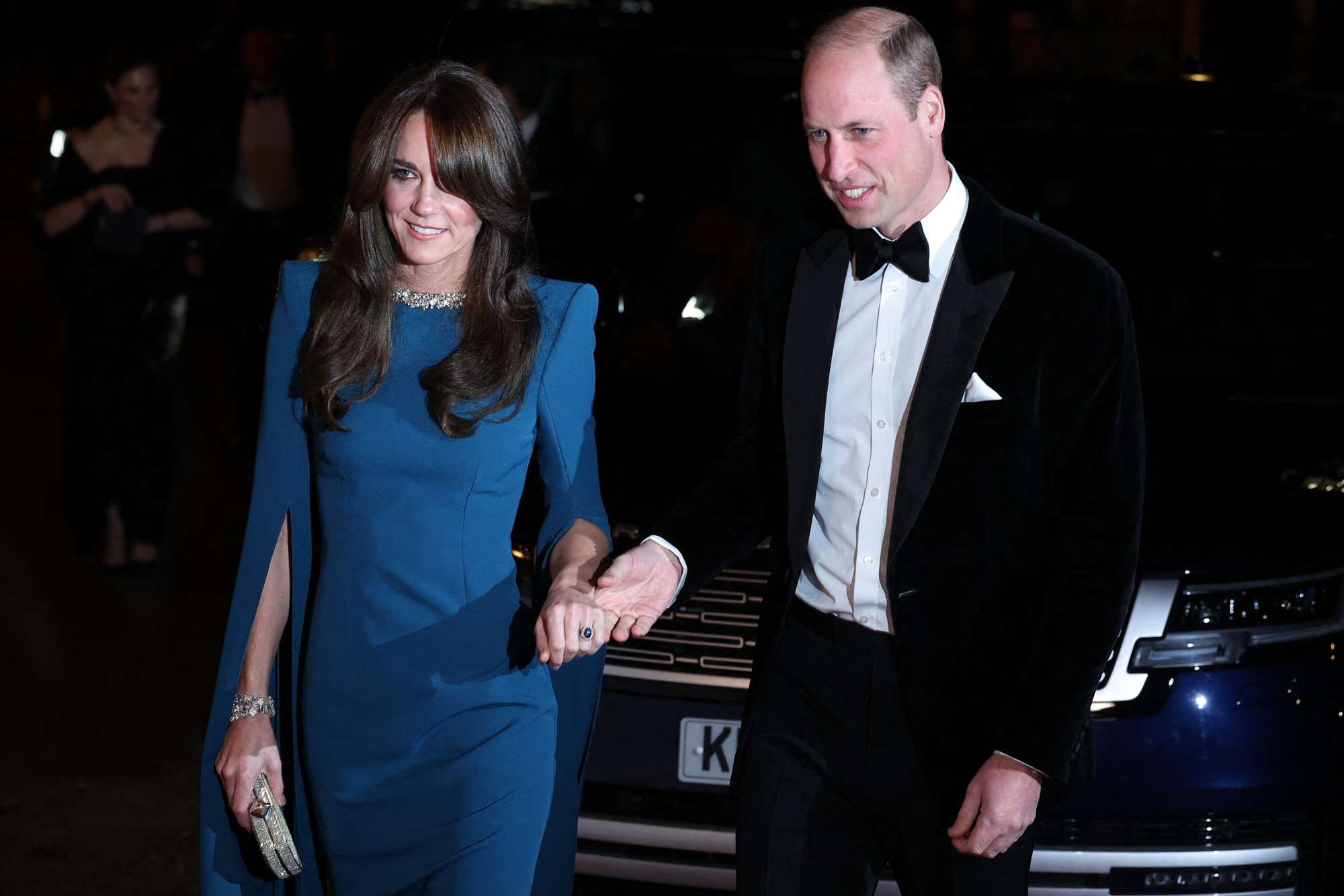 Britain's Catherine, Princess of Wales and Britain's Prince William, Prince of Wales arrive to attend the Royal Variety Performance at the Royal Albert Hall in London on November 30, 2023.