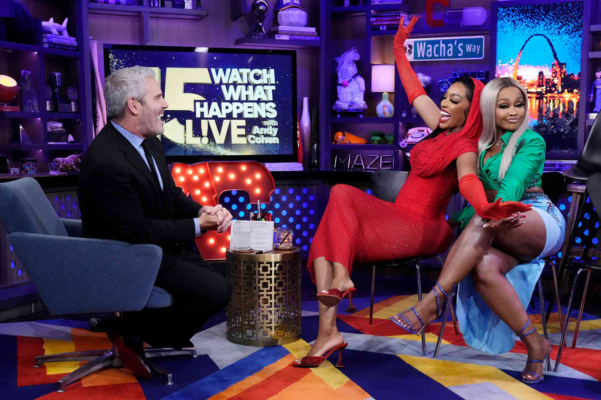 Andy Cohen, Porsha Williams and Phaedra Parks on WATCH WHAT HAPPENS LIVE WITH ANDY COHEN