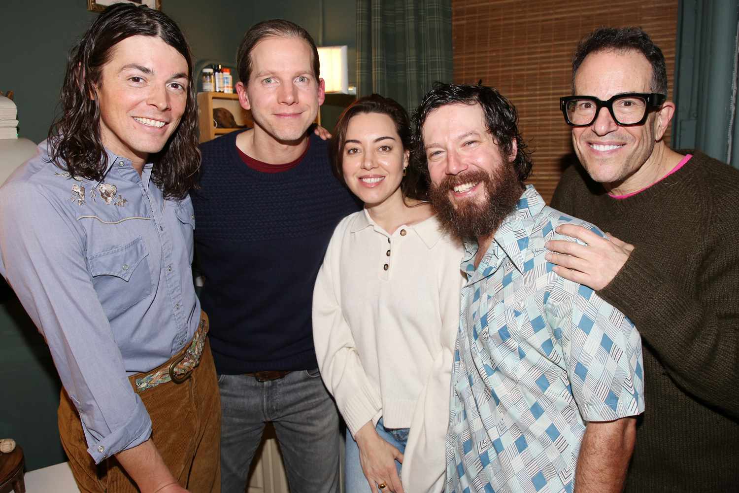 Adrian Blake Enscoe, Stark Sands, Aubrey Plaza, John Gallagher Jr, and Director Michael Mayer 