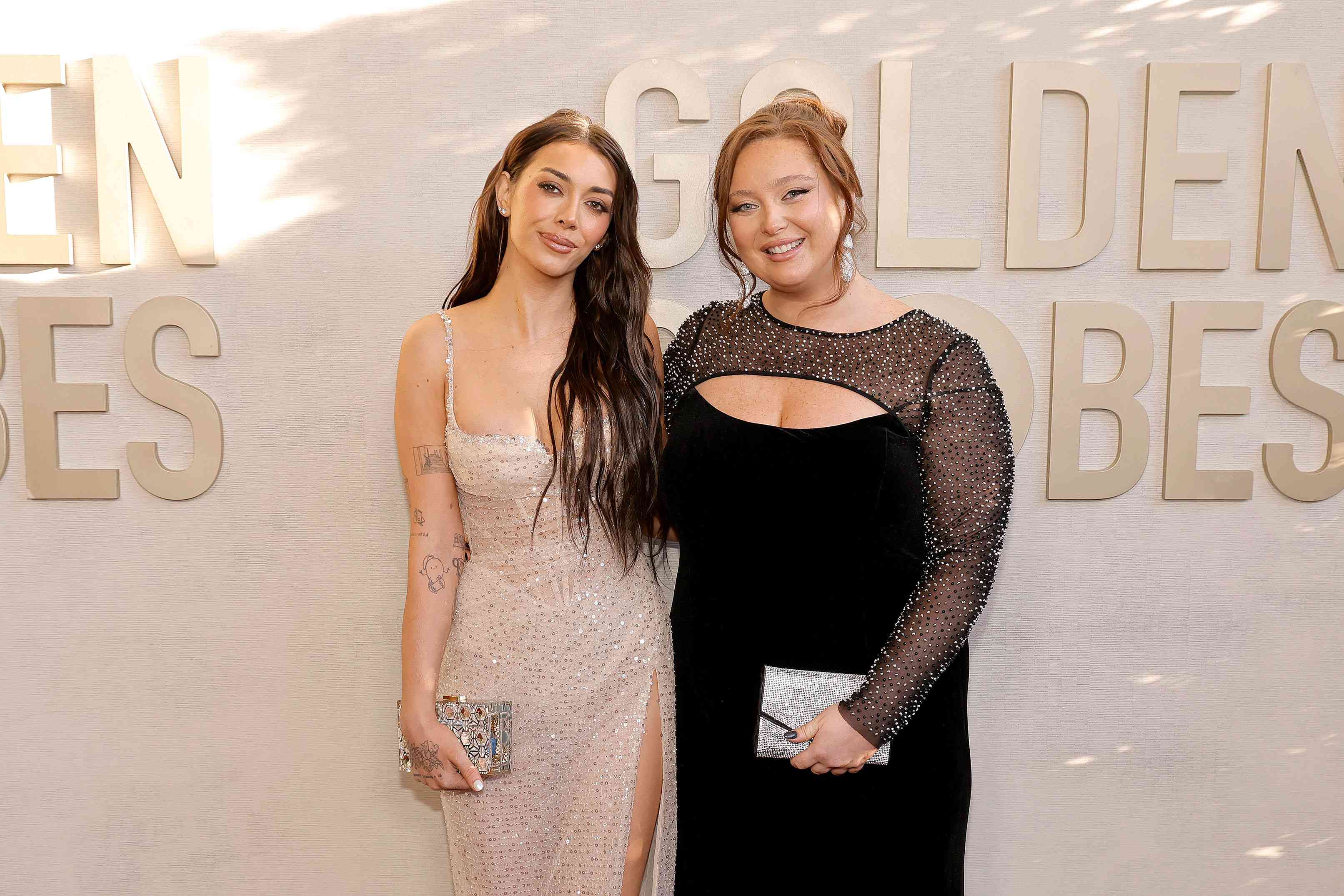 Brianna LaPaglia and Grace O'Malley attend the 81st Annual Golden Globe Awards at The Beverly Hilton on January 07, 2024 in Beverly Hills, California