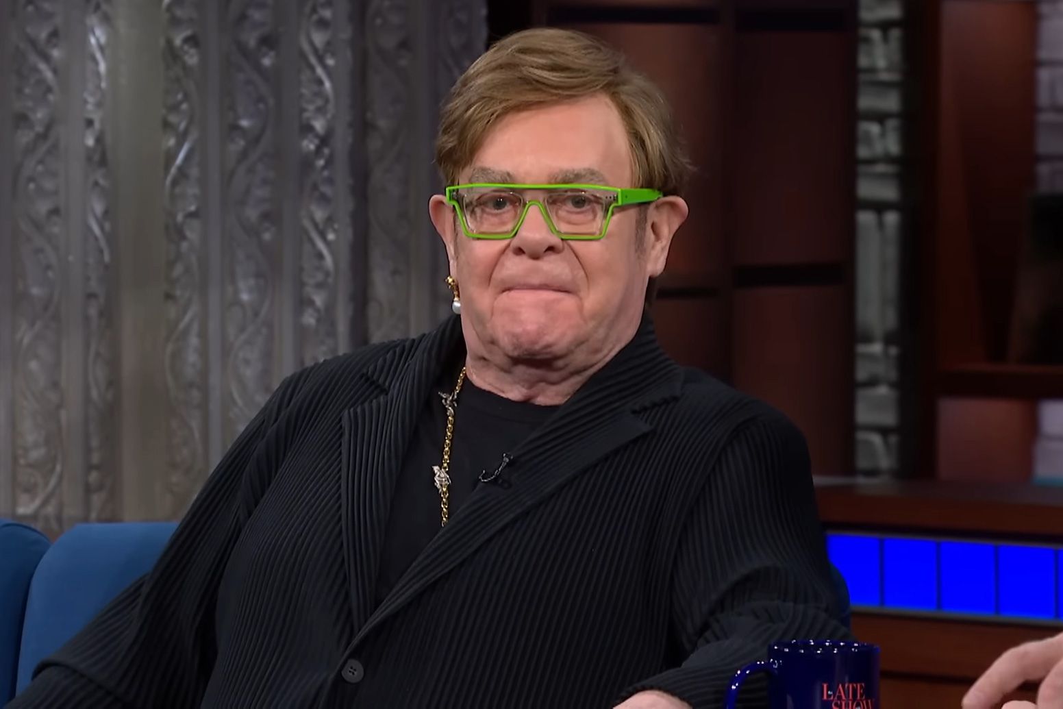 Elton John on The Late Show with Stephen Colbert.