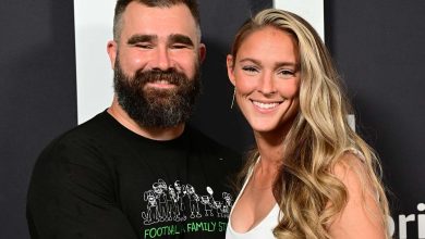 Jason Kelce and Kylie Kelce attend Thursday Night Football Presents The World Premiere of