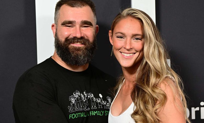 Jason Kelce and Kylie Kelce attend Thursday Night Football Presents The World Premiere of