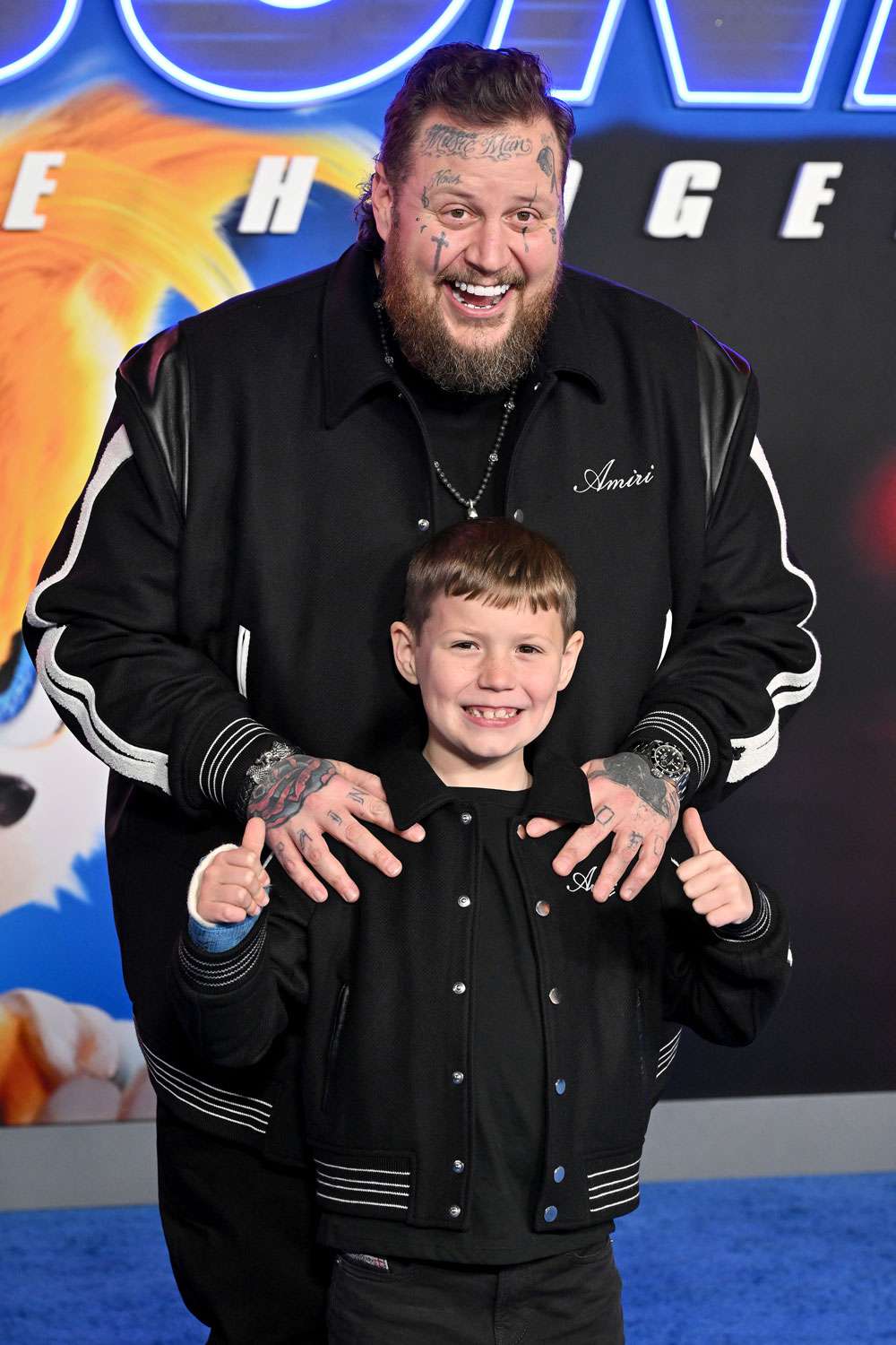 Jelly Roll and Noah Buddy DeFord attend the Los Angeles Premiere of Paramount's "Sonic the Hedgehog 3" at TCL Chinese Theatre on December 16, 2024 in Hollywood, California.