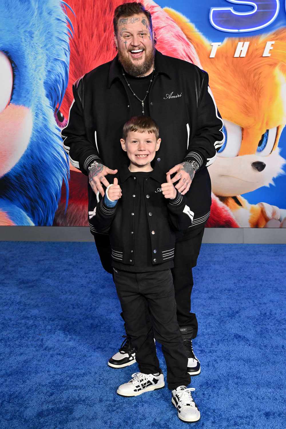  Jelly Roll and Noah Buddy DeFord attend the Los Angeles Premiere of Paramount's "Sonic the Hedgehog 3" at TCL Chinese Theatre on December 16, 2024 in Hollywood, California. 