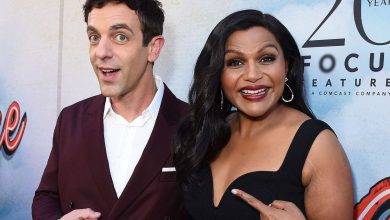 B. J. Novak and Mindy Kaling at the Los Angeles premiere of