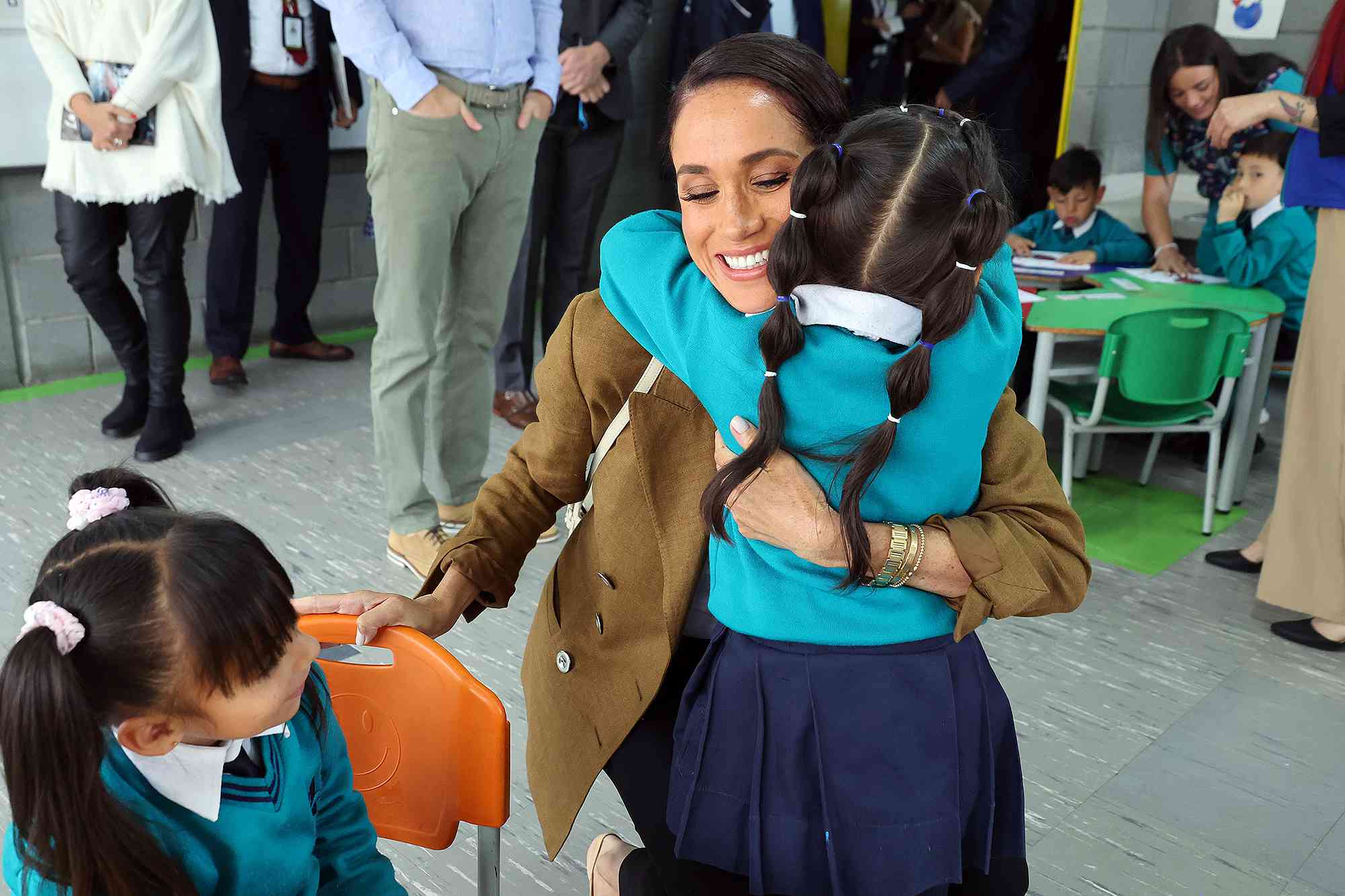 Meghan, Duchess of Sussex visits Colegio La Giralda school during The Duke and Duchess of Sussex Colombia Visit on August 16, 2024 in Bogota, Colombia. 