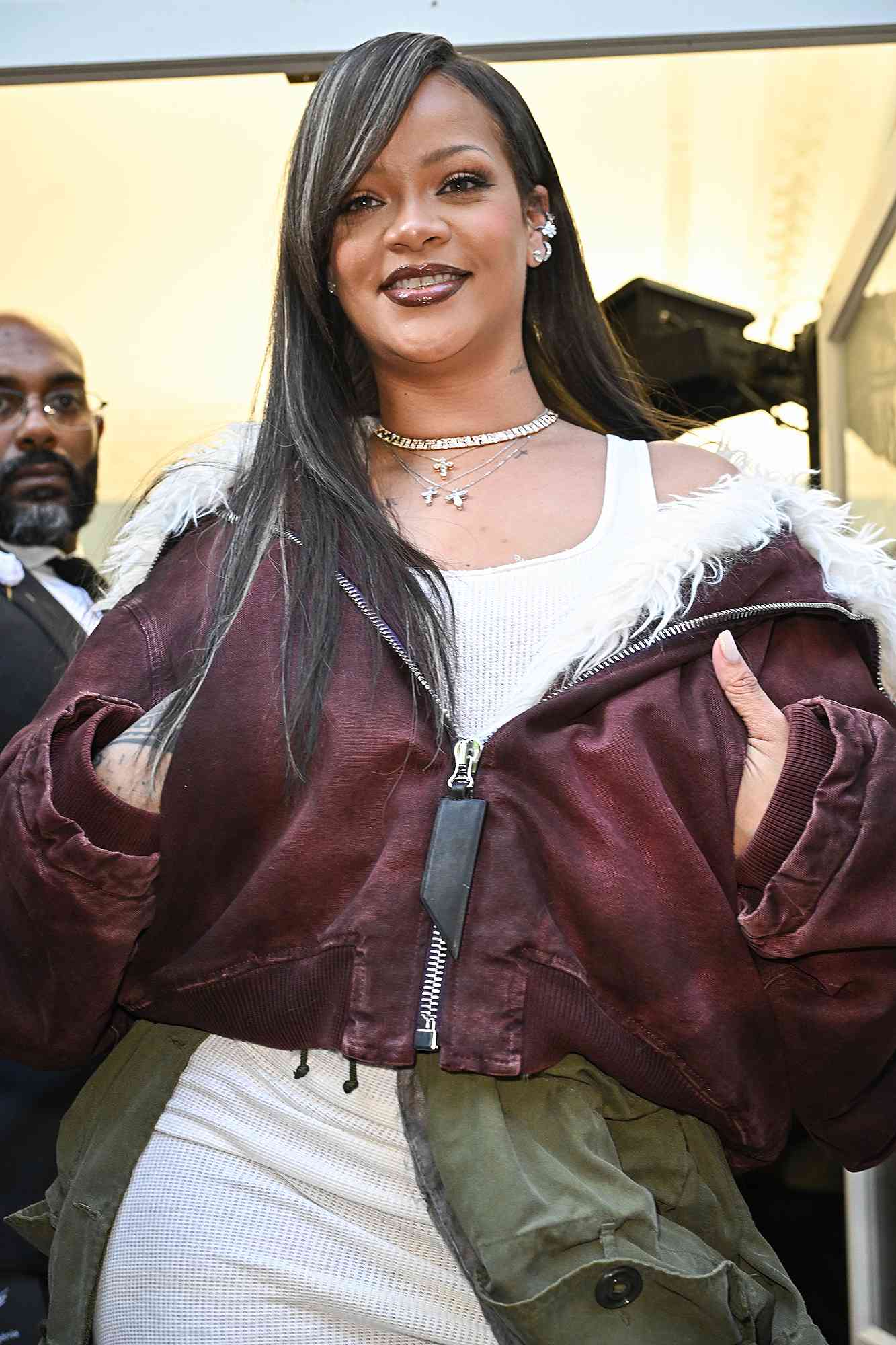 PARIS, FRANCE - JUNE 21: (EDITORIAL USE ONLY - For Non-Editorial use please seek approval from Fashion House) Rihanna attends the A$AP Rocky X American Sabotage by AWGE Menswear Spring/Summer 2025 show as part of Paris Fashion Week on June 21, 2024 in Paris, France.