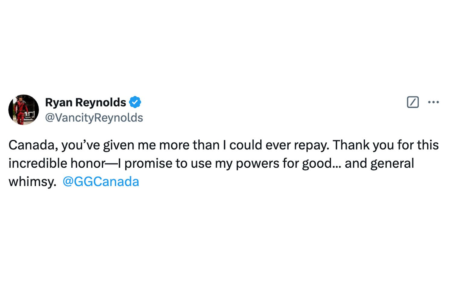 Ryan Reynolds Receives Order of Canada, His Home Country's Highest Honor