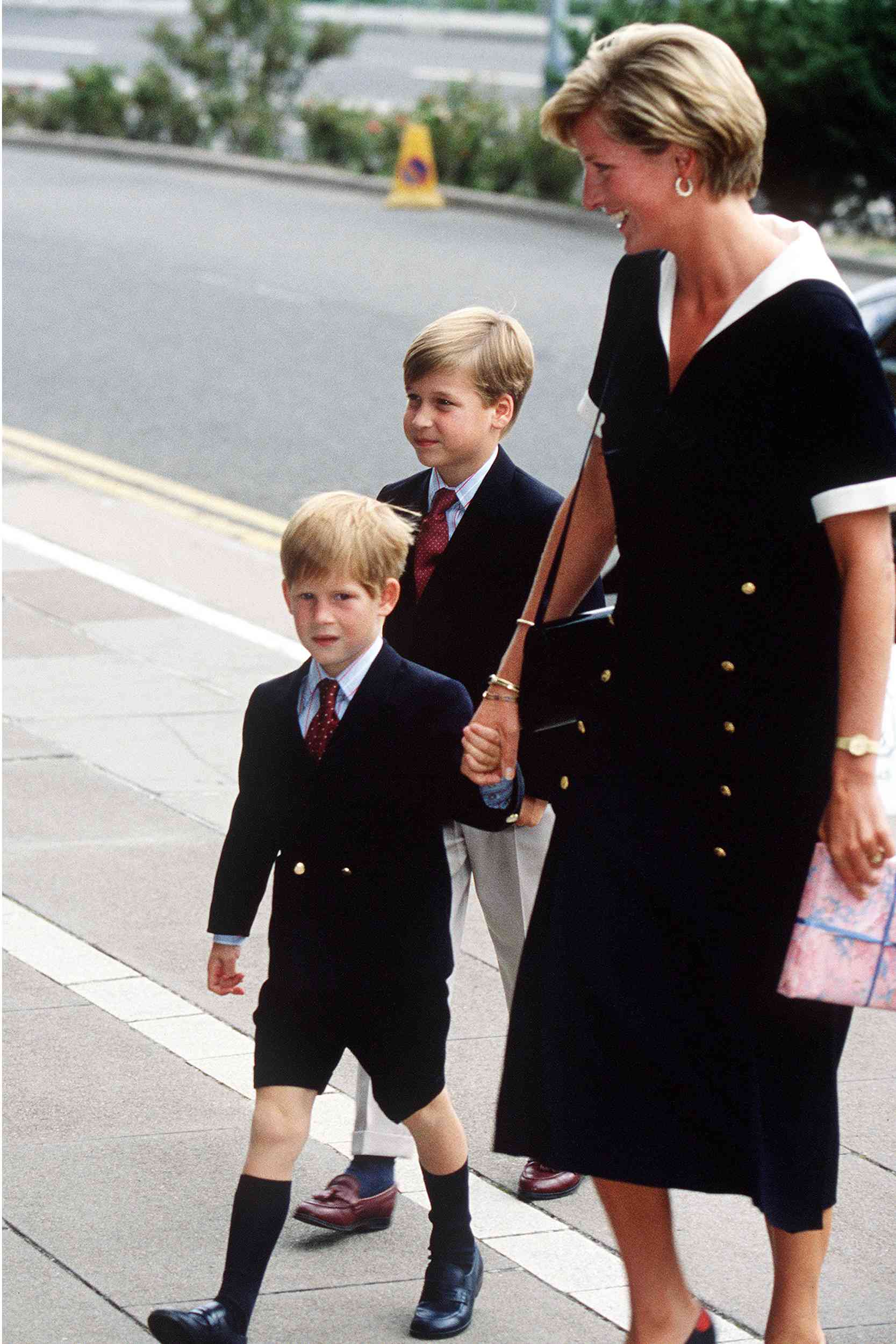 The Princess of Wales arrives at the Nottingham Medical Centre with her sons William and Harry.