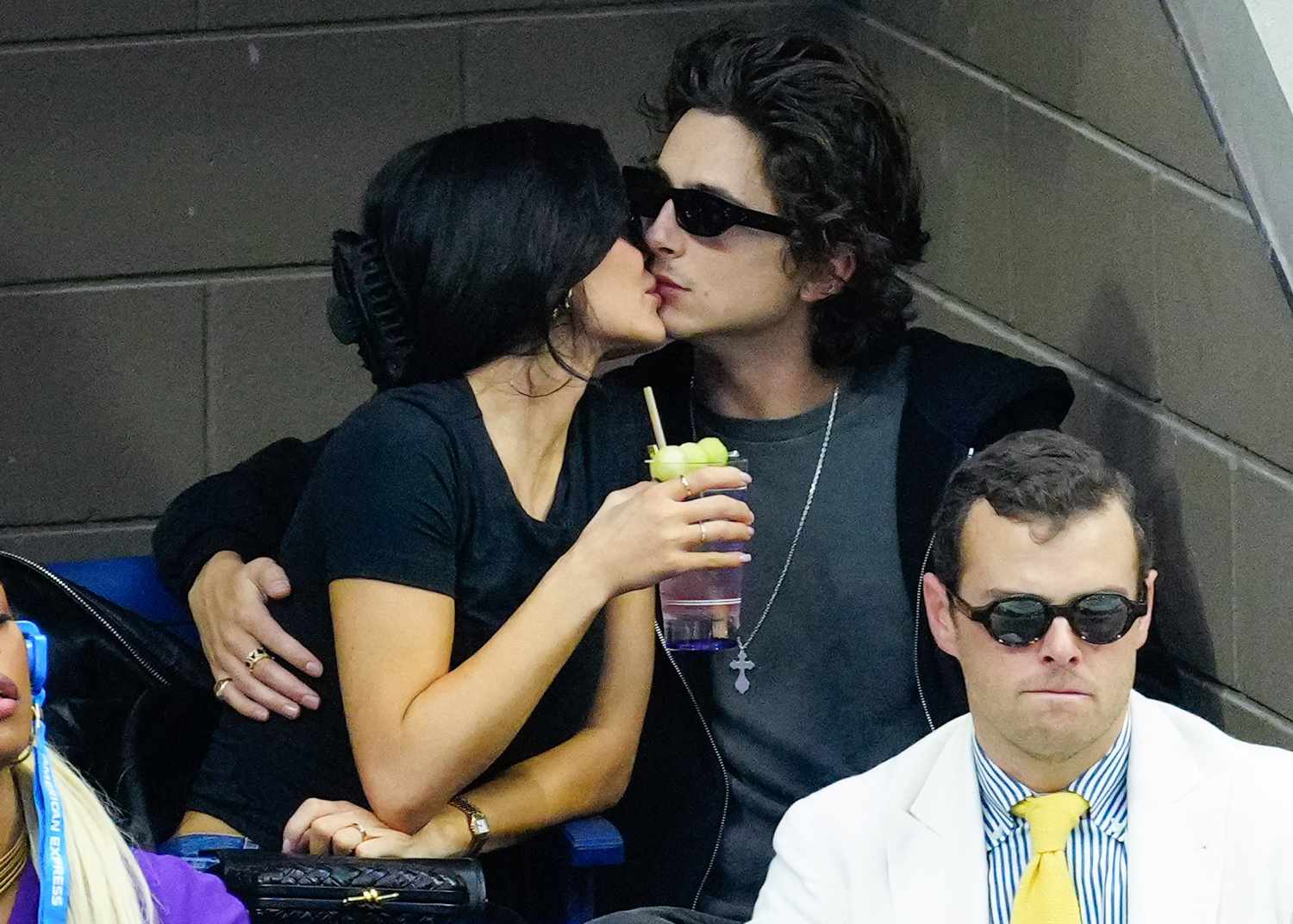 Kylie Jenner and Timothee Chalamet are seen at the Final game with Novak Djokovic vs. Daniil Medvedev at the 2023 US Open Tennis Championships