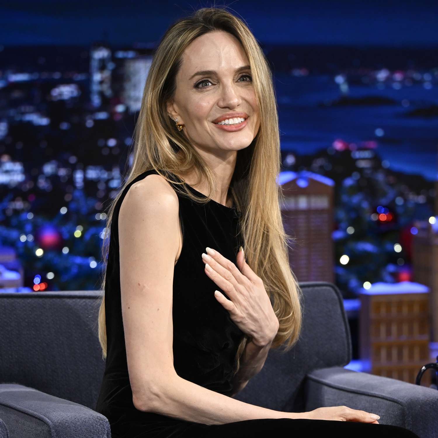 Actress Angelina Jolie during an interview on The Tonight Show Starring Jimmy Fallon