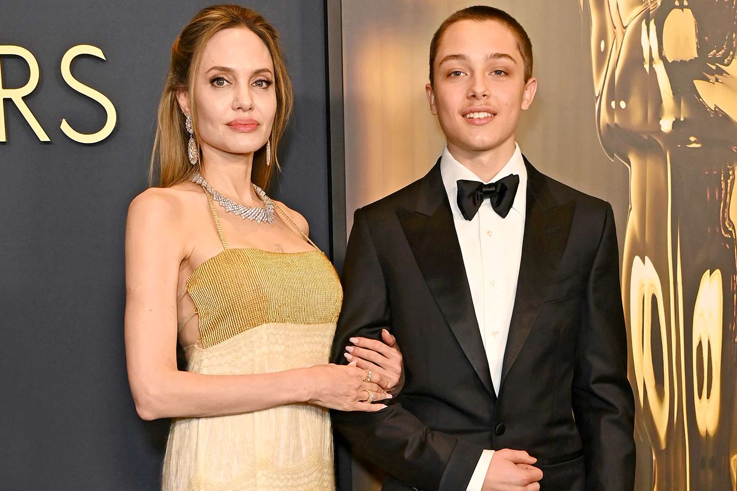 Angelina Jolie and Knox Jolie-Pitt attend the 2024 Governors Awards