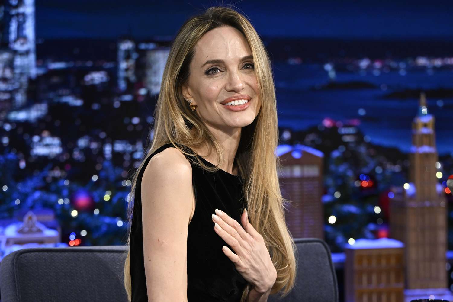 Actress Angelina Jolie during an interview on The Tonight Show Starring Jimmy Fallon