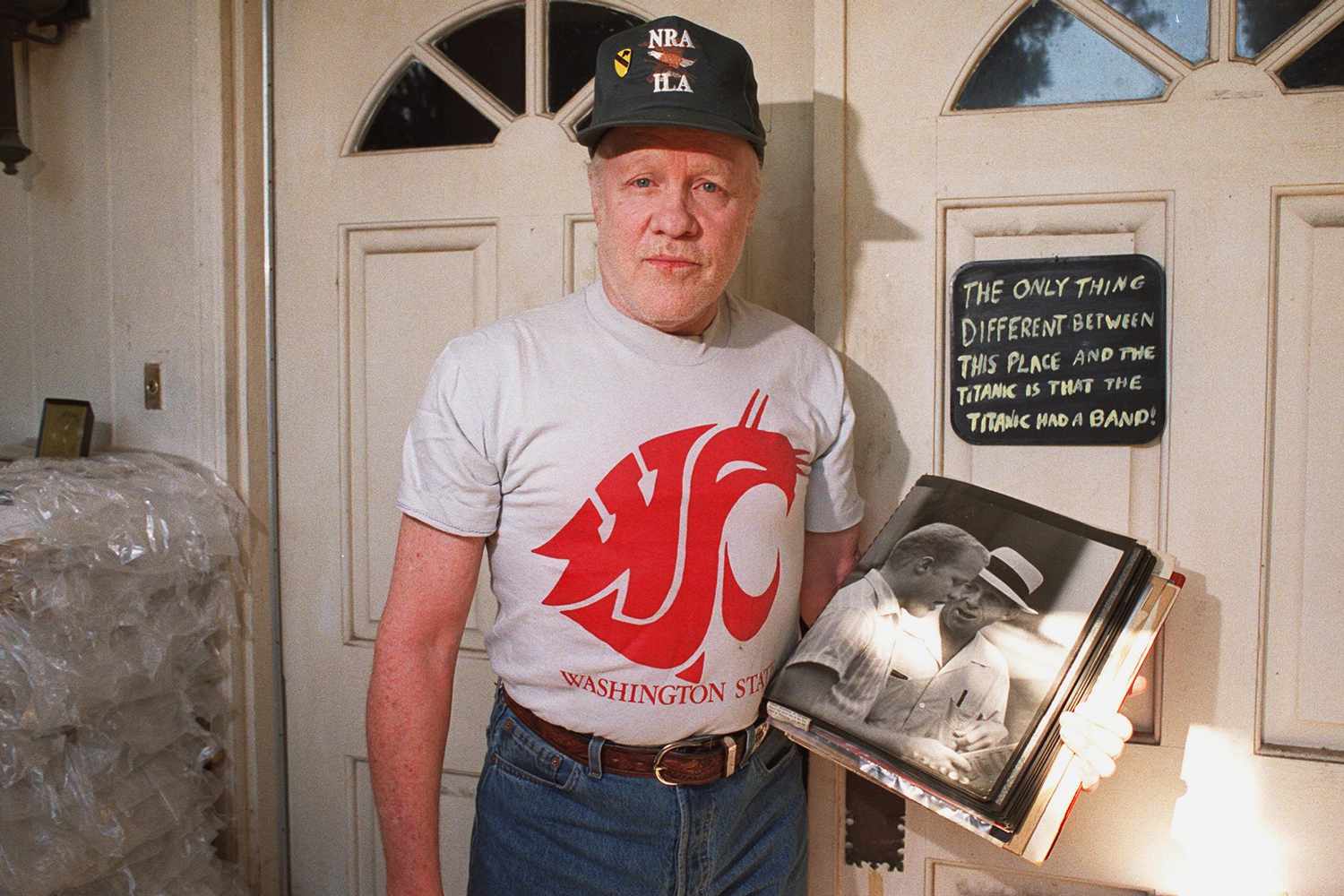 Phillip Crosby shows a picture album of him and his father on August 13, 1999 in Woodland Hills, CA.