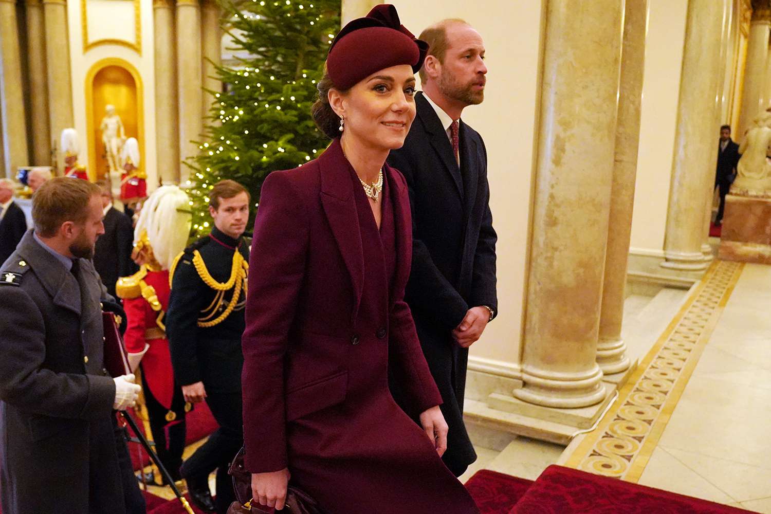 Catherine, Princess of Wales and Prince William, Prince of Wales arrive at Buckingham Palace during day one of The Amir of the State of Qatar's visit to the United Kingdom