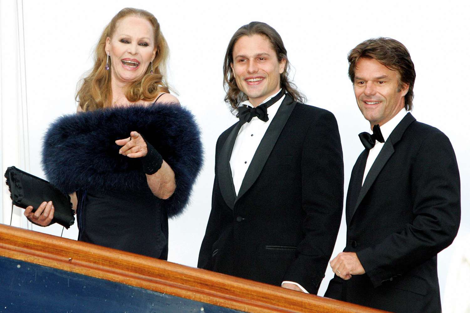 Ursula Andress arrives with her son Dimitri Hamlin and Harry Hamlin at The Royal Yacht Britannia on May 18, 2006, in Edinburgh, Scotland.