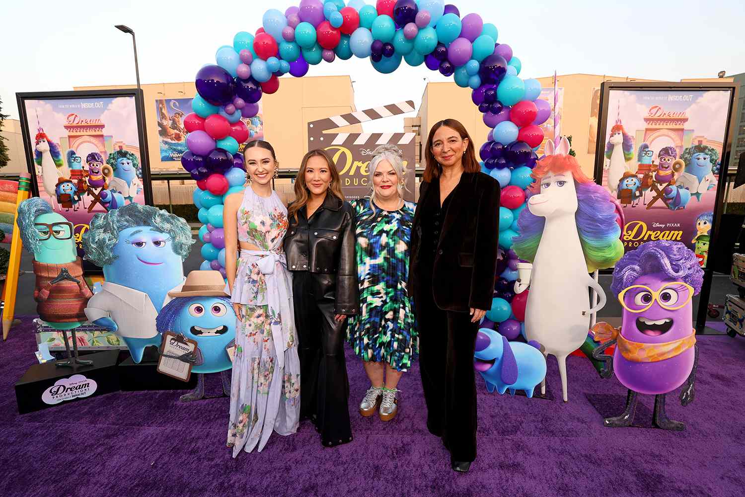 Kensington Tallman, Ally Maki, Paula Pell, and Maya Rudolph attend the launch event for Disney and Pixar Animation Studios' "Dream Productions" at Walt Disney Studios on December 04, 2024 in Burbank, California.