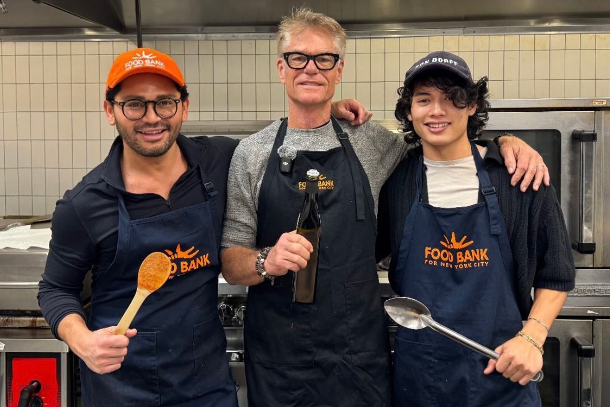 Harry Hamlin stopped by California PIzza Kitchen with Isaac Boots yesterday