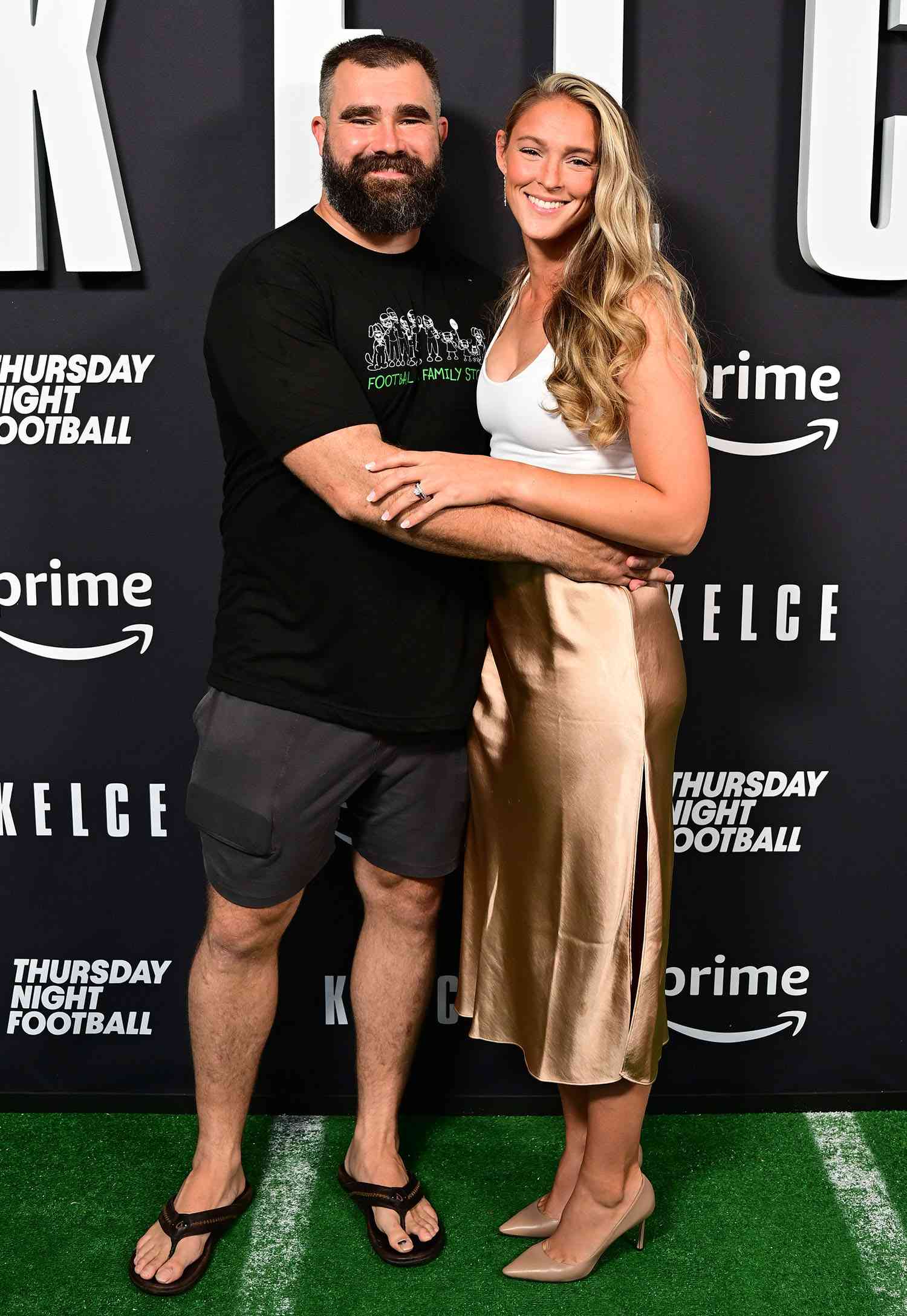 Jason Kelce and Kylie Kelce attend Thursday Night Football Presents The World Premiere of "Kelce" 