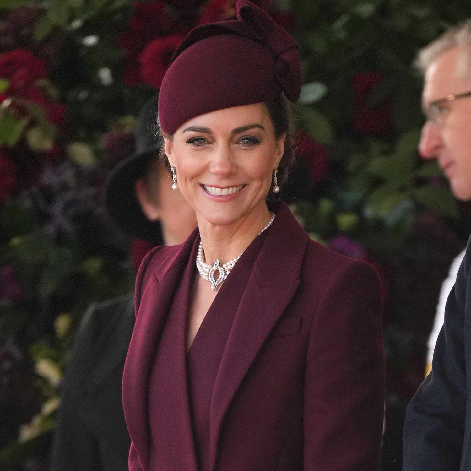 The Princess of Wales attends the Ceremonial Welcome for the State Visit of The Amir of Qatar at Horse Guards Parade, London, UK, on the 3rd December 2024. kate middleton