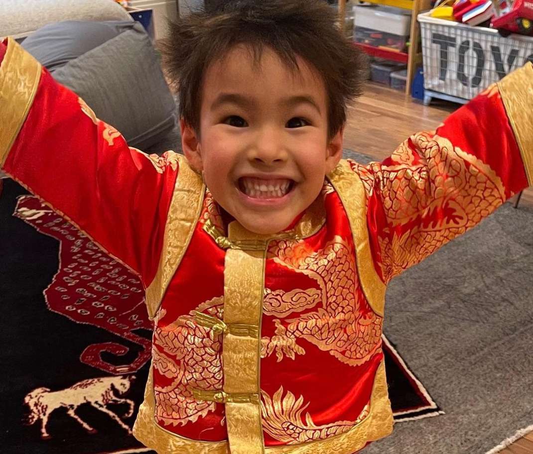 Lucy Liu's son during Lunar New Year