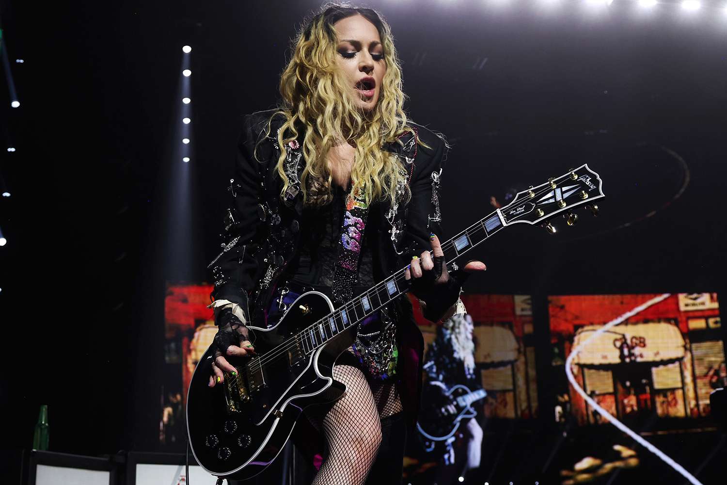 RIO DE JANEIRO, BRAZIL - MAY 04: Madonna performs onstage during "The Celebration Tour: at Copacabana beach on May 04, 2024 in Rio de Janeiro, Brazil. (Photo by Kevin Mazur/WireImage for Live Nation)