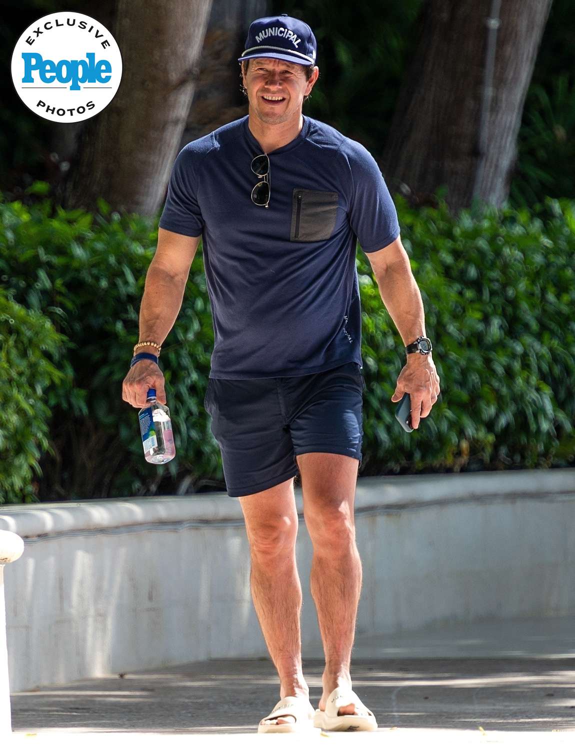 A Shirtless and RIPPED Mark Wahlberg is spotted wearing on-trend short shorts at Sandy Lane Hotel during Barbados getaway 