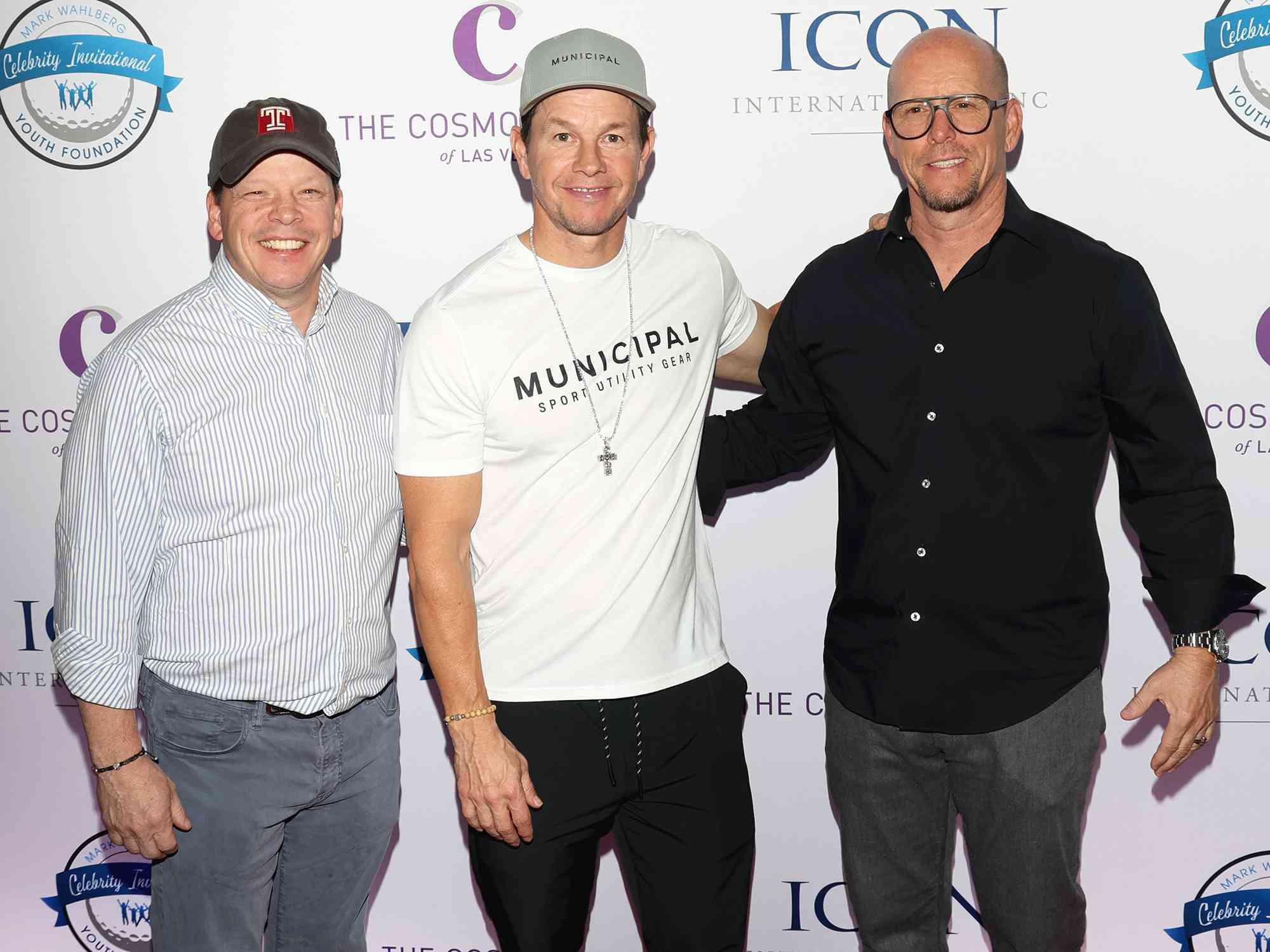 Jim Wahlberg, Mark Wahlberg and Paul Wahlberg attend the Mark Wahlberg Youth Foundation Celebrity Invitational Gala on December 02, 2023 in Las Vegas, Nevada.