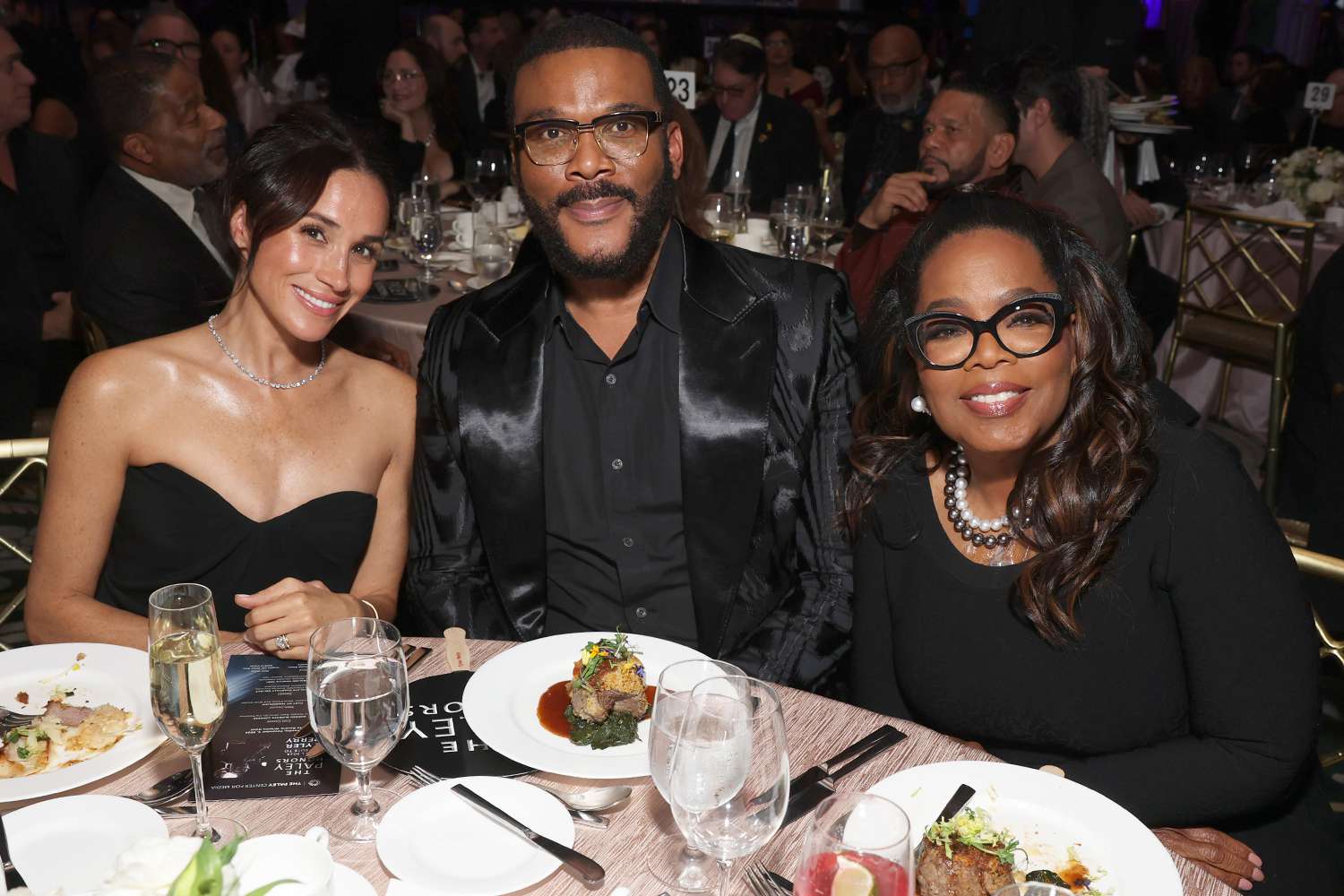 Meghan Markel, Duchess of Sussex, Tyler Perry and Oprah Winfrey attend The Paley Honors in Hollywood: Tribute to Tyler Perry at the Beverly Wilshire Hotel on Dec 4, 2024 in Beverly Hills, CA.