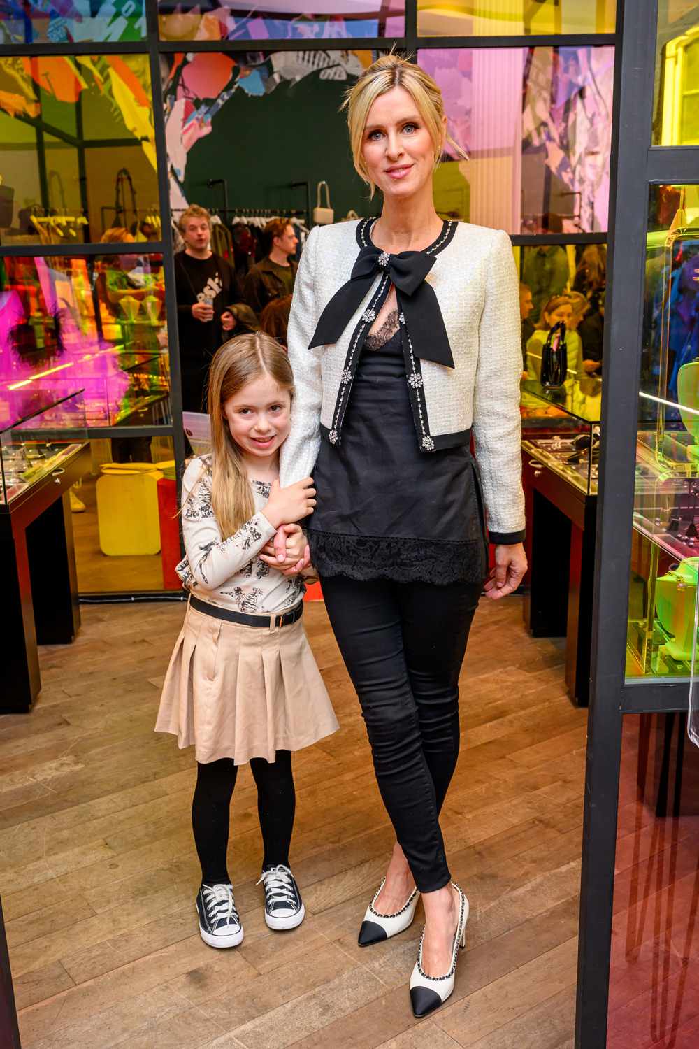 Lily-Grace Rothschild and Nicky Hilton Rothschild attend Patricia Field Hosts Senior Dog Rescue Runway Show at Flying Solo in Soho on April 14, 2024 in New York City. 