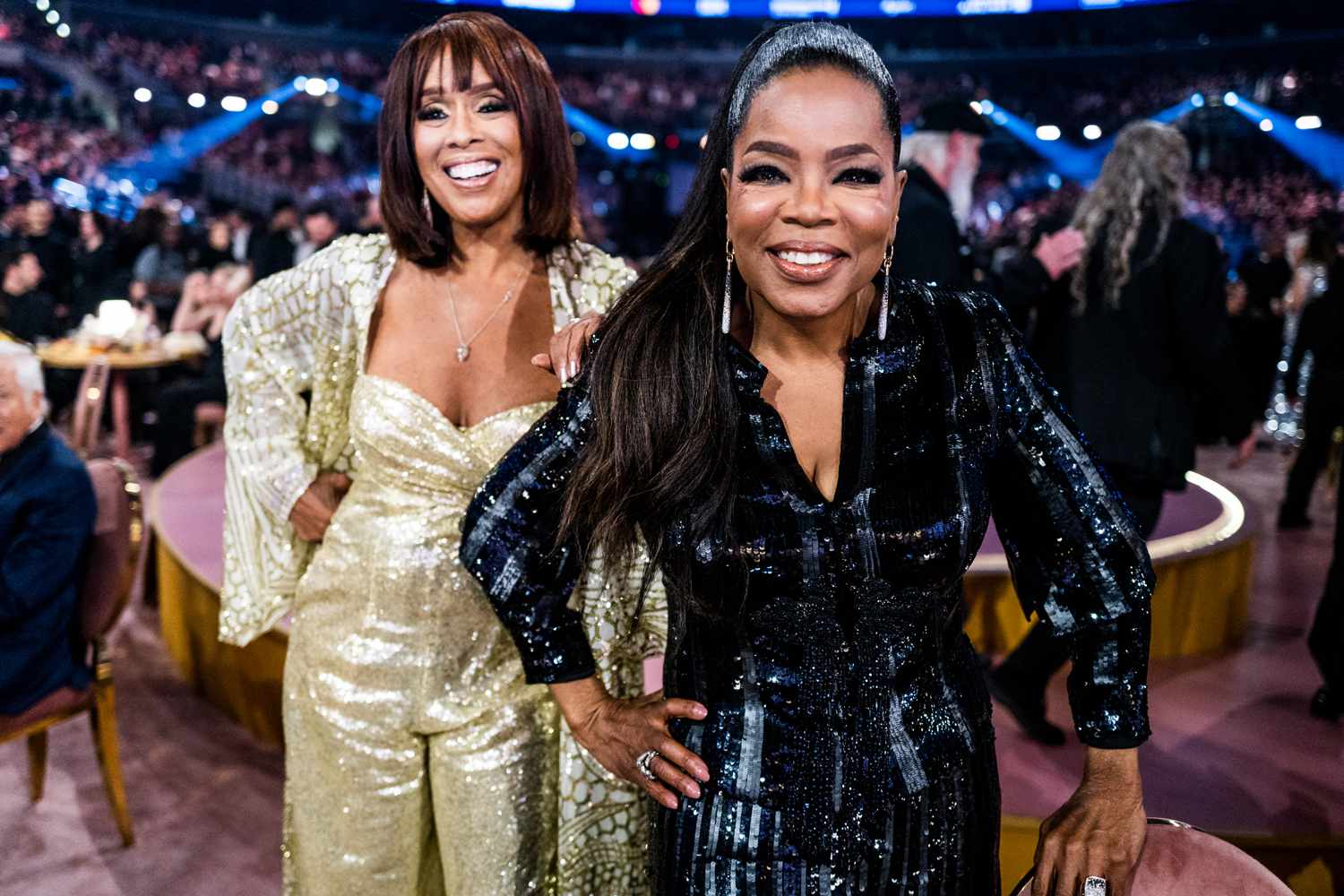 Gayle King and Oprah Winfrey attend the 66th GRAMMY Awards on February 04, 2024 in Los Angeles, California