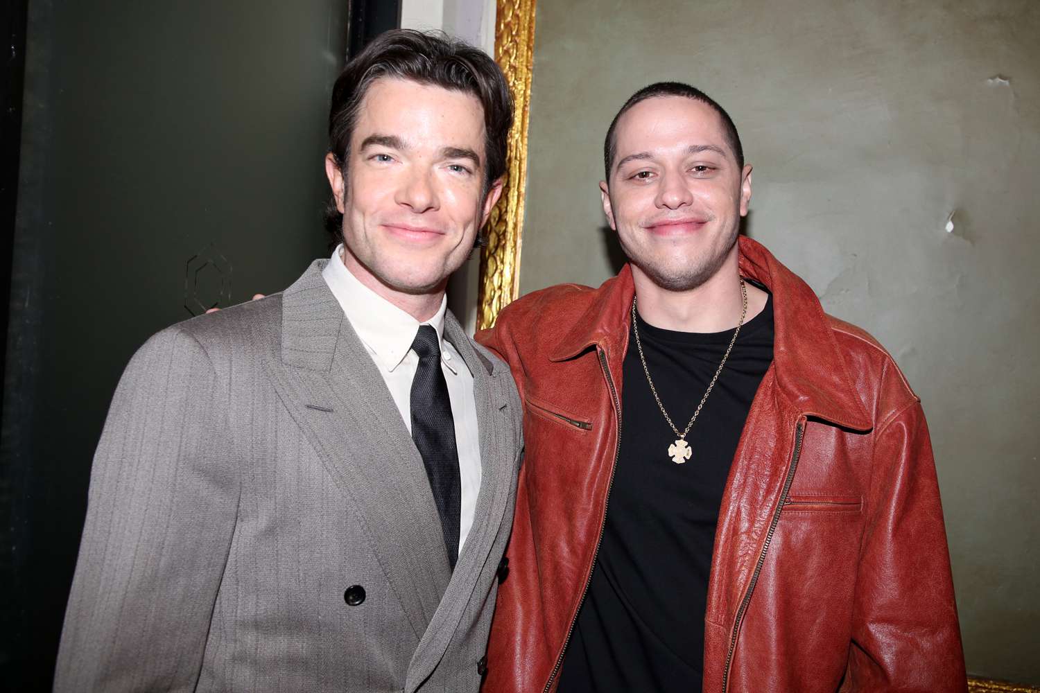 John Mulaney and Pete Davidson attend the "All In: Comedy About Love By Simon Rich" Gala Performance at Hudson Theatre on December 16, 2024 in New York City. 