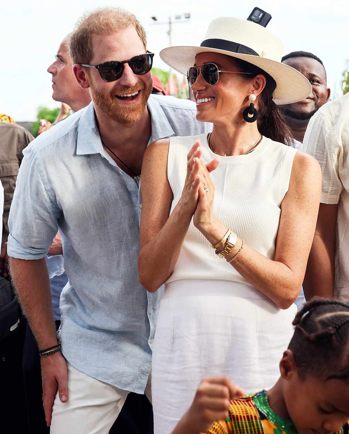 Prince Harry, Duke of Sussex and Meghan, Duchess of Sussex at San Basilio de Palenque during The Duke and Duchess of Sussex Colombia Visit on August 17, 2024 in Cartagena, Colombia