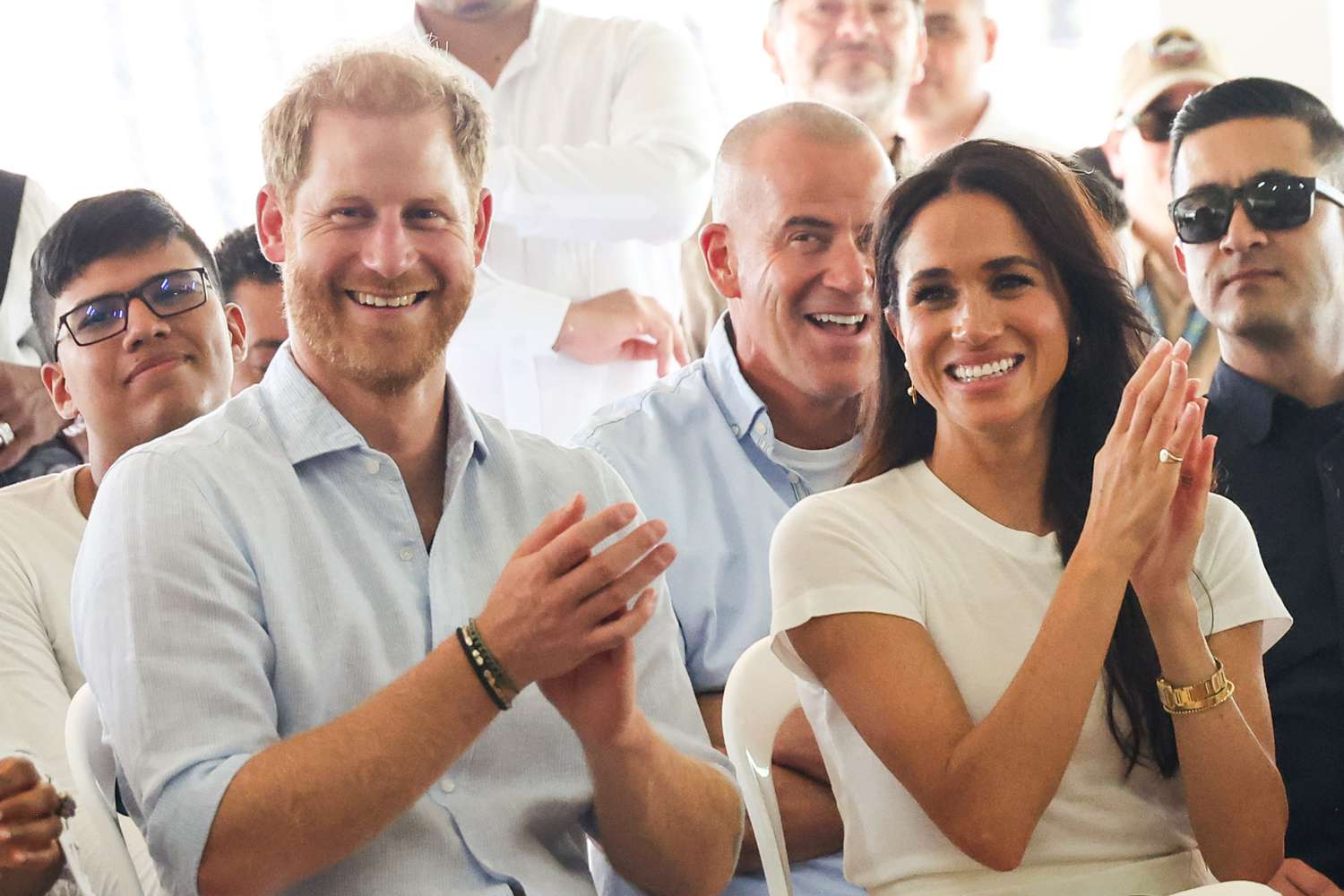 Prince Harry, Duke of Sussex and Meghan, Duchess of Sussex seen at the Unidad Recreativa El Vallado on August 18, 2024 in Cali, Colombia.