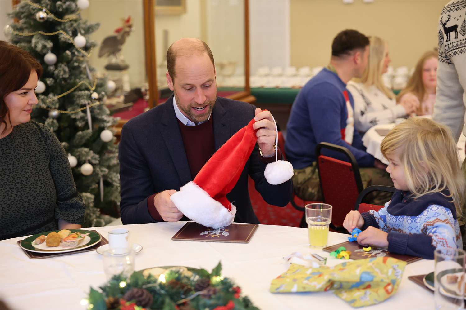 Prince William, Prince of Wales, Colonel-in-Chief, 1st Battalion Mercian Regiment, visits the Regiment for a Christmas event for families at Picton Barracks on December 10, 2024 in Bulford, Wiltshire