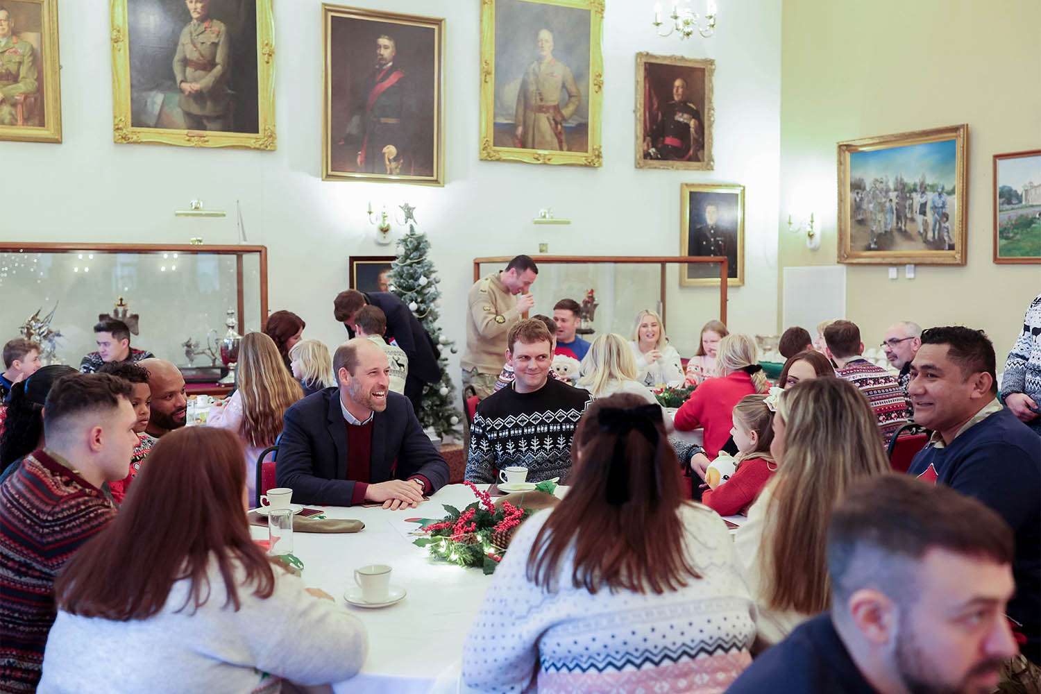 The Prince of Wales, Colonel-in-Chief, 1st Battalion Mercian Regiment, during a visit to the Regiment for a Christmas event for families at Picton Barracks